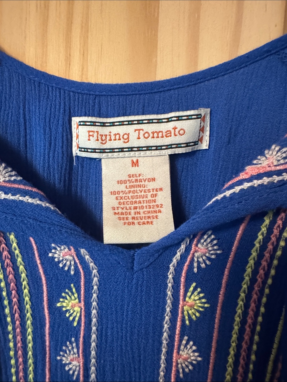 Flying Tomato Royal Blue Embroidered Cold-Shoulder Dress - Picture 3 of 9